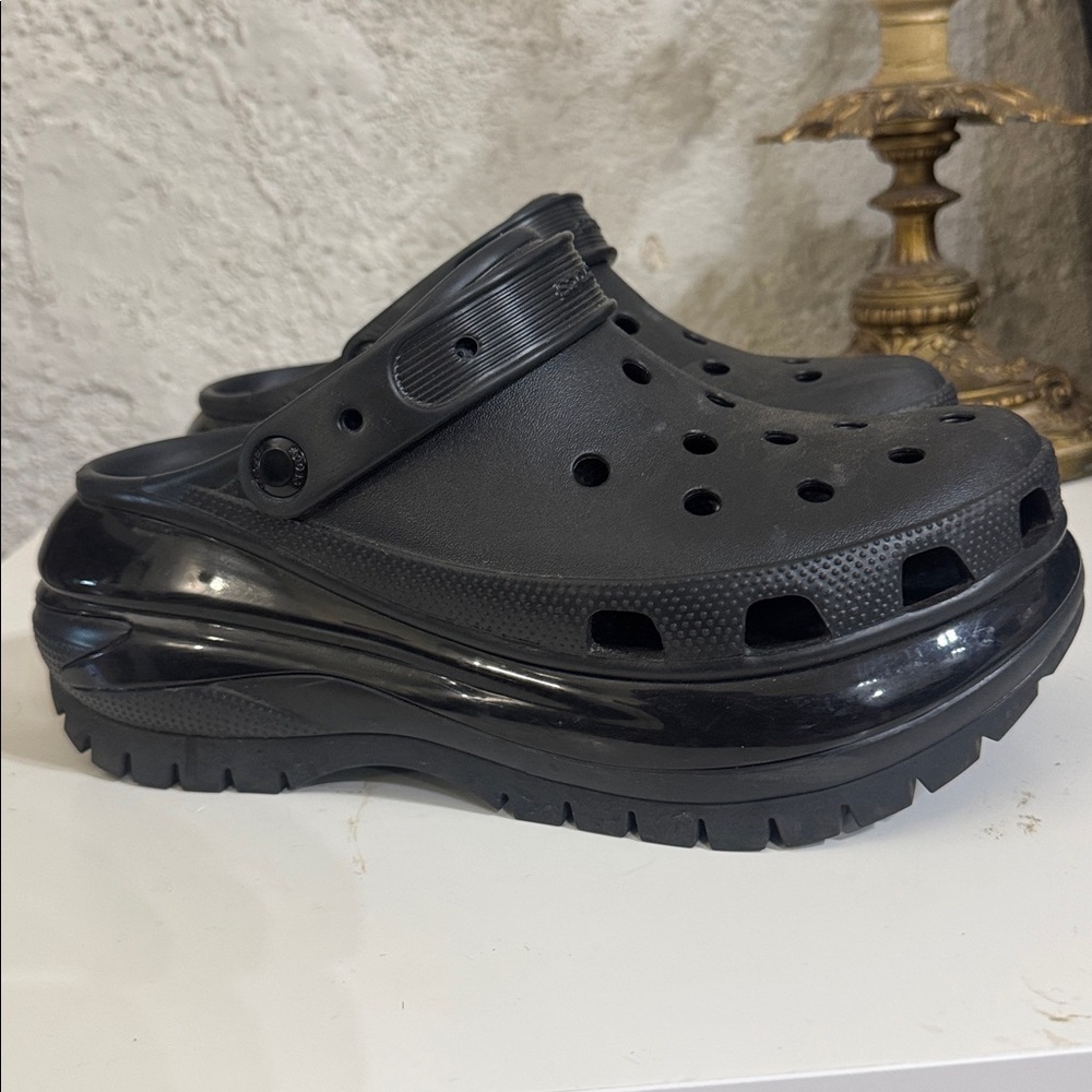CROCS Black Platform Clogs